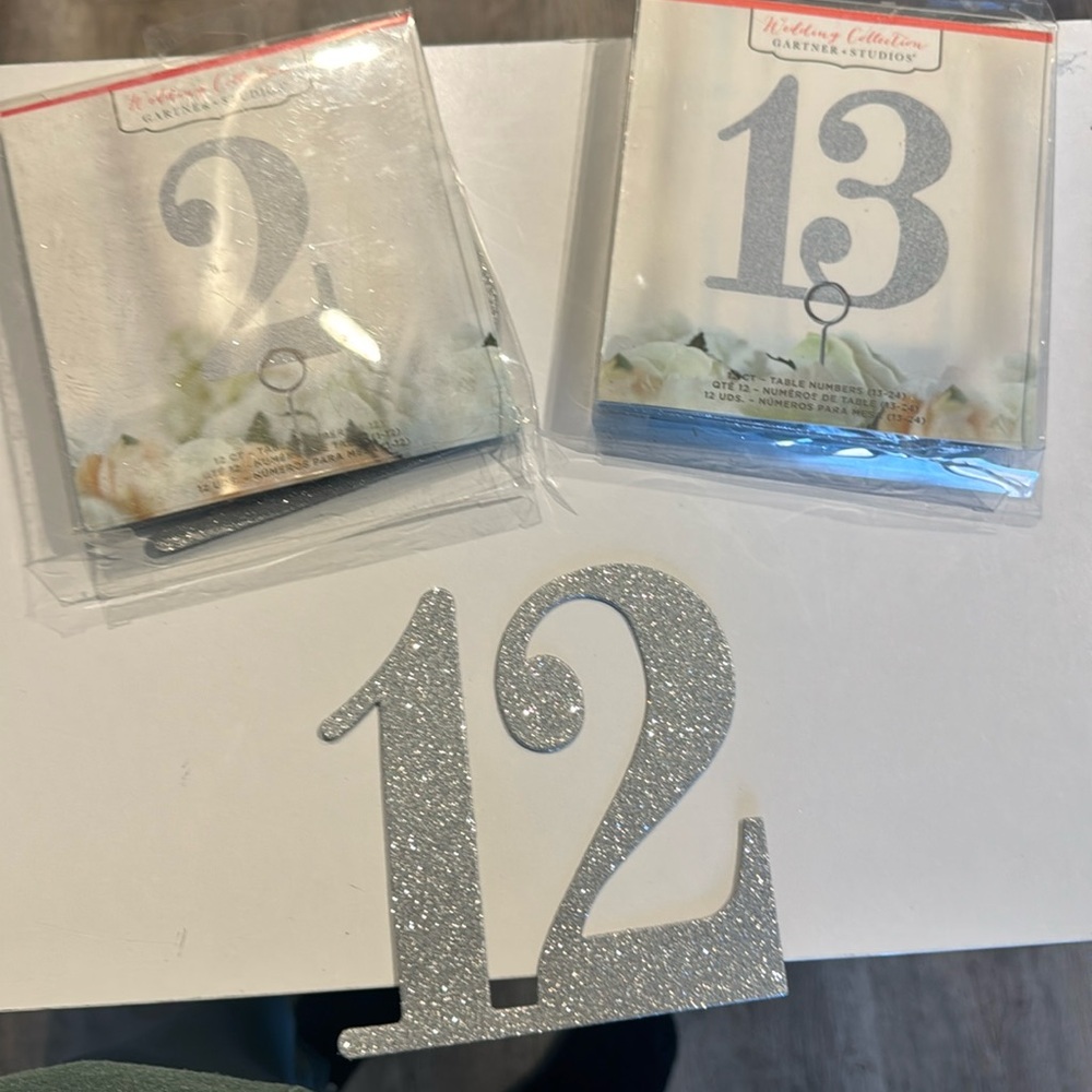 1-24 Silver Glitter Table Numbers